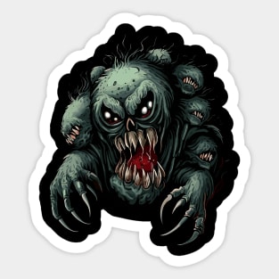 Creepy scary terrible black monster sharp teeth Sticker